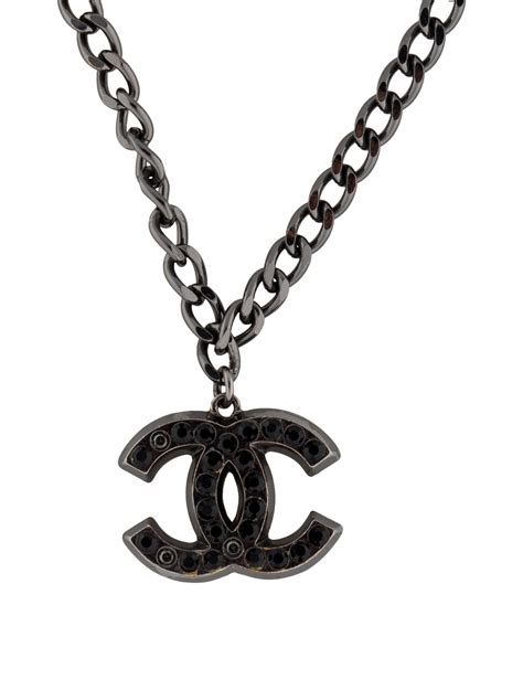 chanel necklace with black cc pendant|genuine chanel necklace.